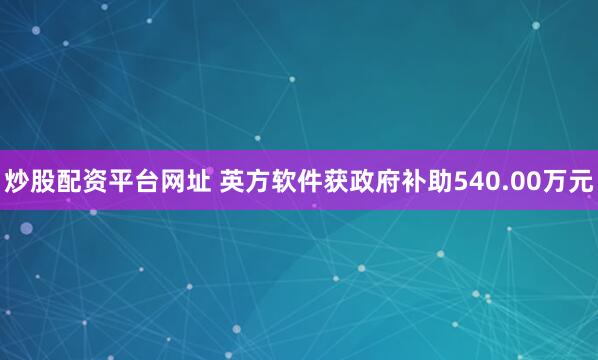 炒股配资平台网址 英方软件获政府补助540.00万元